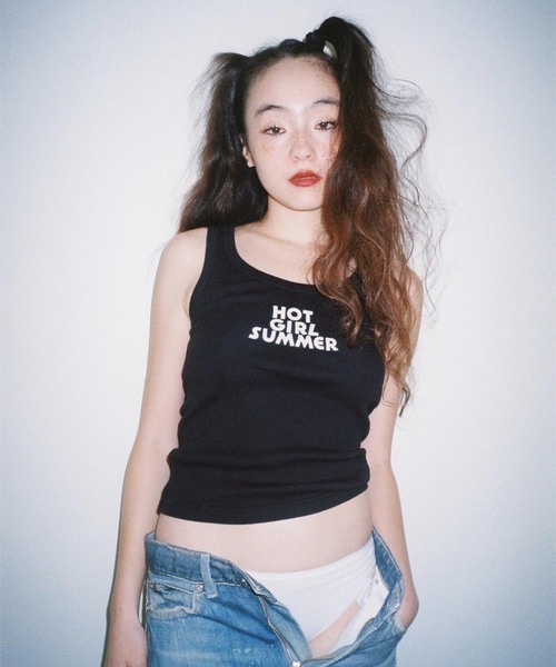 PULP/417EDIFICE(パルプフォーワンセブンエディフィス)の「Suii/ スイ HOT GIRL SUMMER TANK(Tシャツ/カットソー・レディース・ブラック/ブルー・MEDIUM/SMALL/X-SMALL)」の1枚目の写真