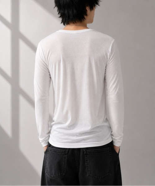 VIBGYOR(ヴィブジョー)の「【Bls】 【ZM】【Bling Leads】シンプルデザイン VネックロンTEE インナー(BL)(Tシャツ/カットソー・メンズ・ホワイト・MEDIUM/LARGE)」の3枚目の写真