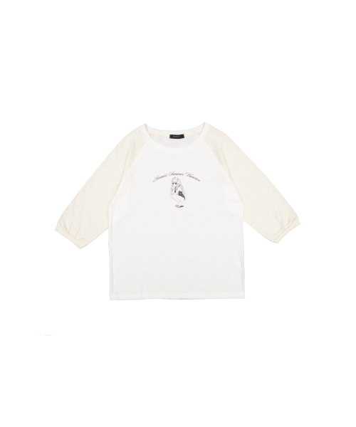 KOOKEESEE(クキシ)の「ボニツートンスラブナグランTシャツ(アイボリー/クリーム)(Tシャツ/カットソー・レディース・その他・FREE)」の2枚目の写真