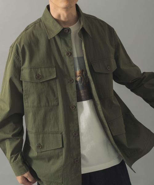ITEMS URBANRESEARCH（アイテムズ アーバンリサーチ）の「4-pocket ツイルフィールドシャツジャケット（ミリタリージャケット・メンズ・チャコールグレー/オリーブ・MEDIUM/LARGE）」の6枚目の写真