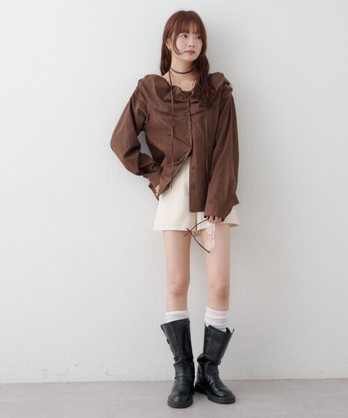 mystic（ミスティック）の「リングチャームショートパンツ（その他パンツ・レディース・アイボリー/ブラウン/グレー・1/2）」の16枚目の写真