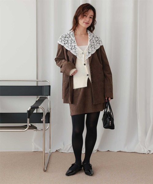 titivate(ティティベイト)の「モヘアレースショールカラーカーディガン(カーディガン/ボレロ・レディース・オフホワイト/ブラック/チャコール・FREE)」の17枚目の写真