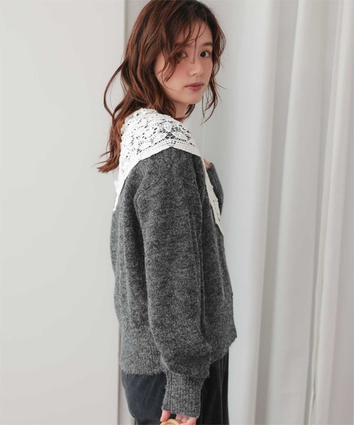 titivate(ティティベイト)の「モヘアレースショールカラーカーディガン(カーディガン/ボレロ・レディース・オフホワイト/ブラック/チャコール・FREE)」の18枚目の写真