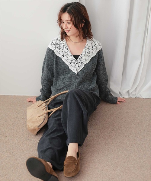 titivate(ティティベイト)の「モヘアレースショールカラーカーディガン(カーディガン/ボレロ・レディース・オフホワイト/ブラック/チャコール・FREE)」の20枚目の写真