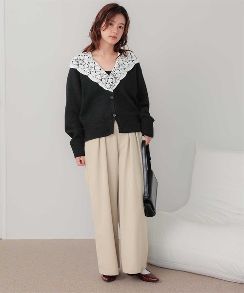 titivate(ティティベイト)の「モヘアレースショールカラーカーディガン(カーディガン/ボレロ・レディース・オフホワイト/ブラック/チャコール・FREE)」の12枚目の写真