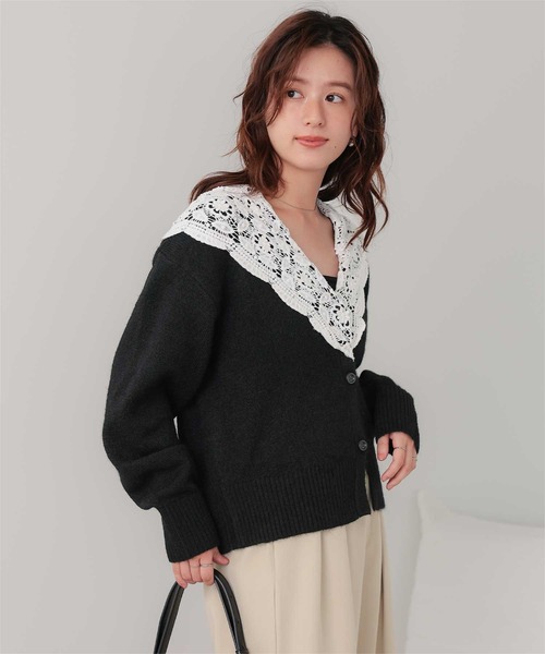 titivate(ティティベイト)の「モヘアレースショールカラーカーディガン(カーディガン/ボレロ・レディース・オフホワイト/ブラック/チャコール・FREE)」の14枚目の写真