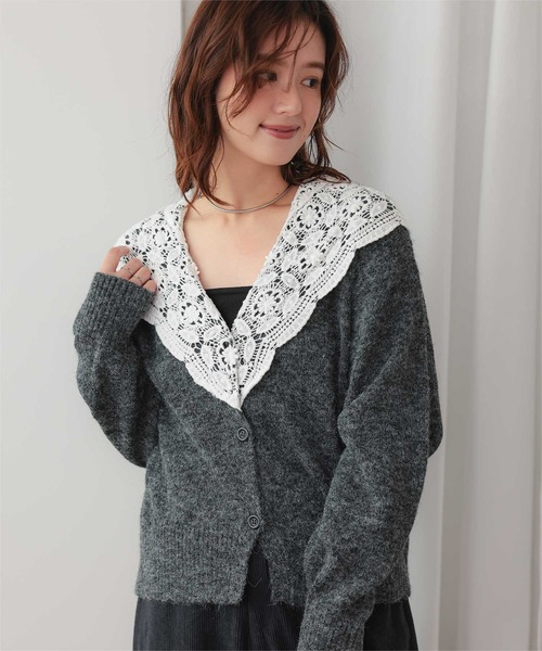 titivate(ティティベイト)の「モヘアレースショールカラーカーディガン(カーディガン/ボレロ・レディース・オフホワイト/ブラック/チャコール・FREE)」の21枚目の写真