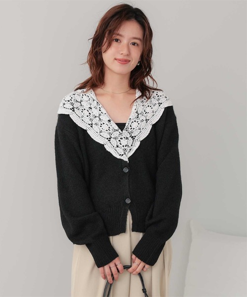 titivate(ティティベイト)の「モヘアレースショールカラーカーディガン(カーディガン/ボレロ・レディース・オフホワイト/ブラック/チャコール・FREE)」の15枚目の写真