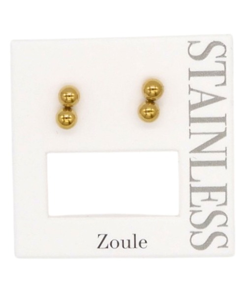 Zoule(ゾーラ)の「Zoule ゾーラ:STAINLESS ステンレスシリーズ Stainless P-104 ダブルボール ピアス(ピアス(両耳用)・レディース・ゴールド・FREE)」の7枚目の写真
