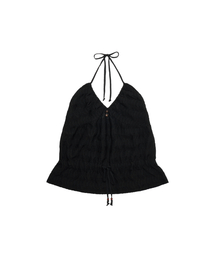 KIKI SHIRRING HALTER TOP [BLACK]