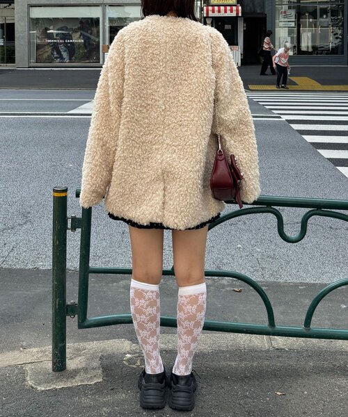 CIAOPANIC(チャオパニック)の「プードルボアノーカラーハートダッフルコート(ダッフルコート・レディース・ベージュ/ミント/ブラウン・FREE)」の21枚目の写真