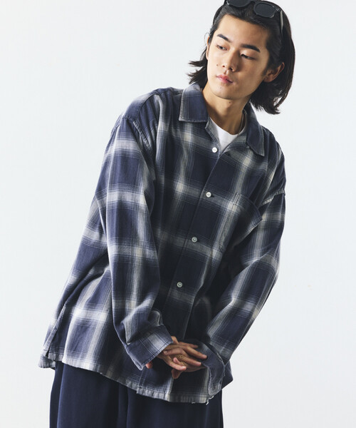 NAUTICA(ノーティカ)の「NAUTICA/ノーティカ ブリーチ オンブレ L/S オープンカラーチェックシャツ(シャツ/ブラウス・メンズ・オリーブ/ブラウン/ネイビー・MEDIUM/LARGE/X-LARGE)」の4枚目の写真
