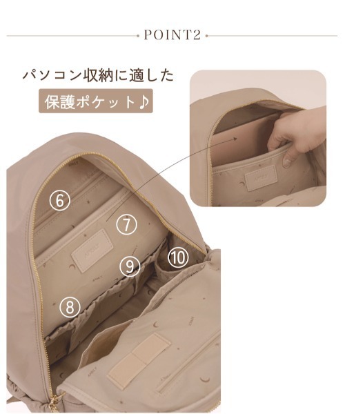 APRILY(アプリリー)の「マルチウェイ多機能リュック(バックパック/リュック・レディース・ベージュ/ブラック・FREE)」の4枚目の写真
