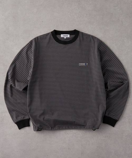 CODDERR(コーダー)の「【CODDERR】ロゴ刺繍 ドローコード 配色 マルチボーダーロンT(Tシャツ/カットソー・メンズ・ブラック/レッド/ブラウン/ネイビー/オフホワイト・M/L)」の19枚目の写真