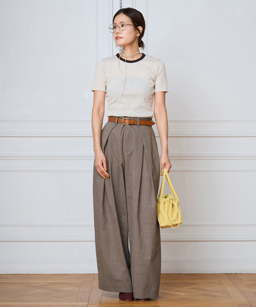 IENA LA BOUCLE（イエナラブークル）の「IENA LA BOUCLE スラブインパーテッドタックパンツ（スラックス・レディース・ライトグレー/ブラウン・36/38/40）」の3枚目の写真