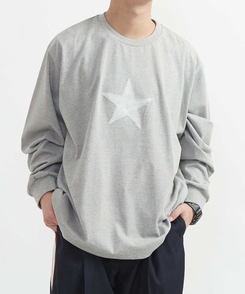 CONVERSE TOKYO(コンバーストウキョウ)の「ONE STAR UP RECYCLED COTTON LONG SLEEVE TEE(Tシャツ/カットソー・レディース・ホワイト/グレー・SMALL)」の2枚目の写真