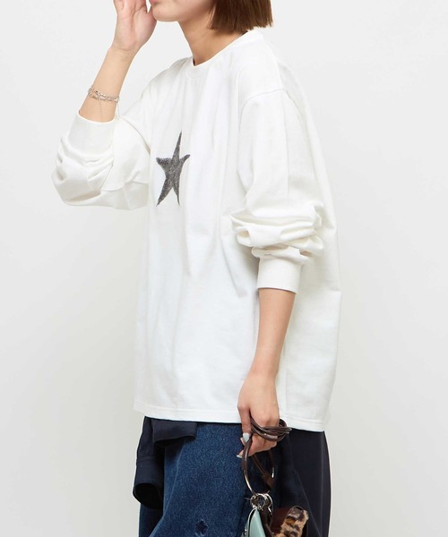 CONVERSE TOKYO(コンバーストウキョウ)の「ONE STAR UP RECYCLED COTTON LONG SLEEVE TEE(Tシャツ/カットソー・レディース・ホワイト/グレー・SMALL)」の4枚目の写真