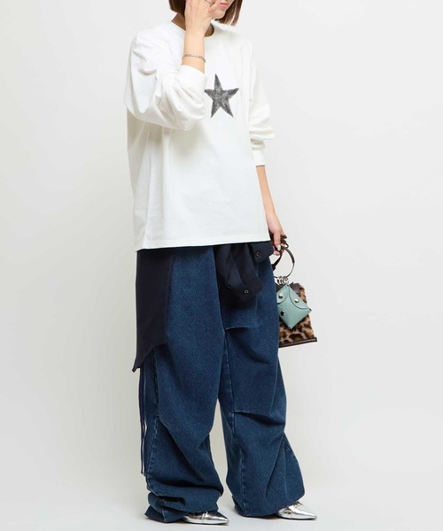 CONVERSE TOKYO(コンバーストウキョウ)の「ONE STAR UP RECYCLED COTTON LONG SLEEVE TEE(Tシャツ/カットソー・レディース・ホワイト/グレー・SMALL)」の6枚目の写真
