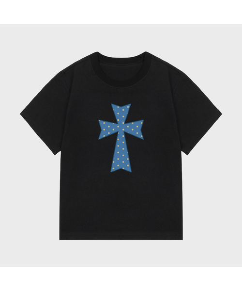 GRAVER（グレーバー）の「[ユニセックス]ドットクロス2スリム半袖Tシャツ_3カラー（Tシャツ/カットソー・レディース・ブラック/ホワイト/ライトグリーン・SMALL）」の2枚目の写真