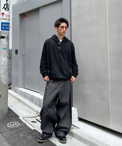 CIAOPANIC(チャオパニック)の「ファイヤーマンバックルヘンリーネックパーカー(パーカー・メンズ・ブラック/グレー・MEDIUM/LARGE)」の7枚目の写真