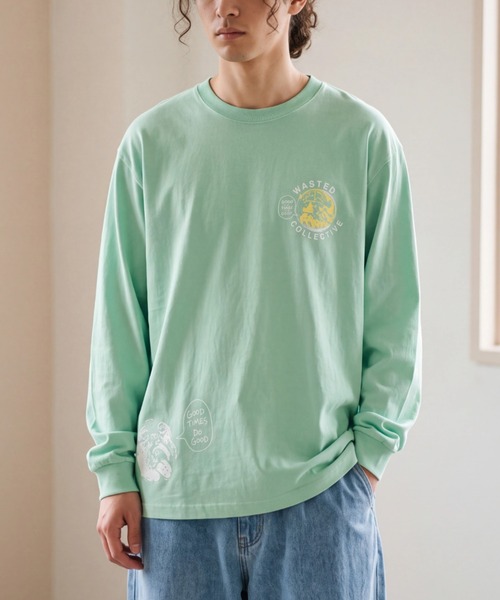 INNOCENT(イノセント)の「【Wasted Collective/ウェイステッド コレクティブ】Manifesto LS tee WCLS-MANIFESTO(Tシャツ/カットソー・メンズ・ライトグリーン/ホワイト・LARGE/X-LARGE)」の2枚目の写真