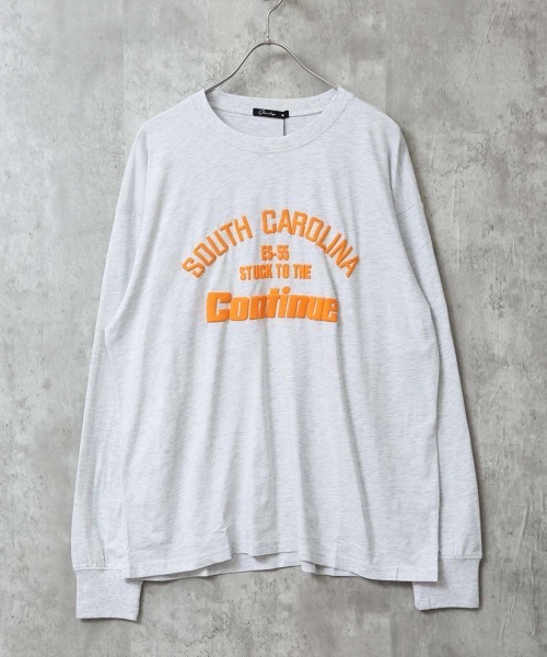 Universal Style Wear(ユニバーサルスタイルウェア)の「プリント/刺繍 BIGロンT(Tシャツ/カットソー・メンズ・ブラック系2/ブラック系1/ホワイト系1/ネイビー/オフホワイト/ピンク/杢グレー/グレー系1/ブラック系5/ピンク系1/ブラック系3/ネイビー系2/ホワイト系2/オートミール/チャコールグレー/ホワイト系3/ブラック/ライトグレー系1/アイボリー系2/ホワイト系4/ネイビー系1/ブラック系4/グレー系2/アイボリー系1・XL/M/L)」の19枚目の写真