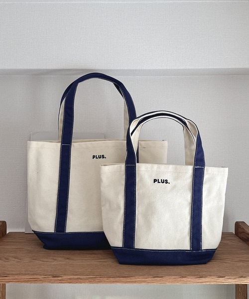 AS KNOW AS plus(アズノゥアズプラス)の「PLUS. ロゴ刺繍キャンバストートバッグM 【UNISEX ITEM】(トートバッグ・レディース・ブラウン/アイボリー/グリーン/ピンク・FREE)」の5枚目の写真