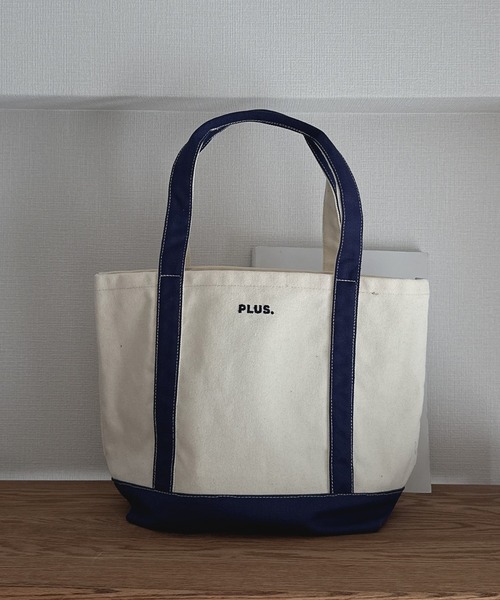 AS KNOW AS plus(アズノゥアズプラス)の「PLUS. ロゴ刺繍キャンバストートバッグM 【UNISEX ITEM】(トートバッグ・レディース・ブラウン/アイボリー/グリーン/ピンク・FREE)」の7枚目の写真