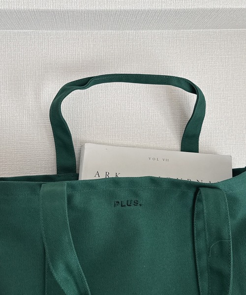 AS KNOW AS plus(アズノゥアズプラス)の「PLUS. ロゴ刺繍キャンバストートバッグM 【UNISEX ITEM】(トートバッグ・レディース・ブラウン/アイボリー/グリーン/ピンク・FREE)」の17枚目の写真