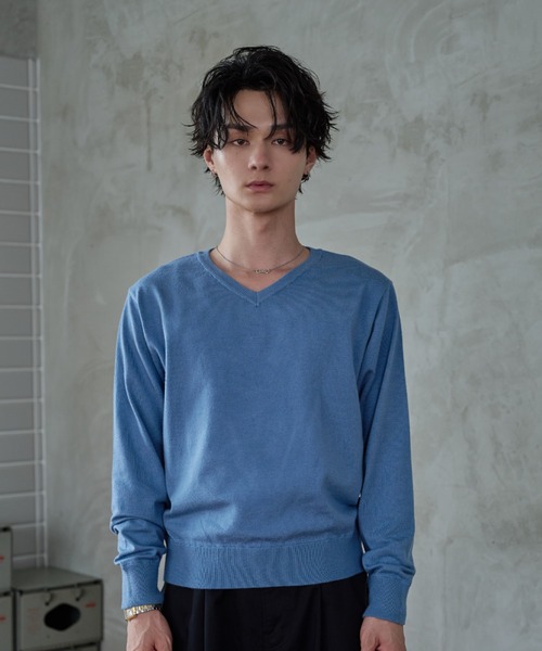 sedacle(セダクル)の「Soft Color Knit/ソフトカラーニット(ニット/セーター・メンズ・ブルー/オリーブ・LARGE/MEDIUM/SMALL)」の2枚目の写真