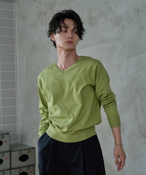 sedacle(セダクル)の「Soft Color Knit/ソフトカラーニット(ニット/セーター・メンズ・ブルー/オリーブ・LARGE/MEDIUM/SMALL)」の10枚目の写真