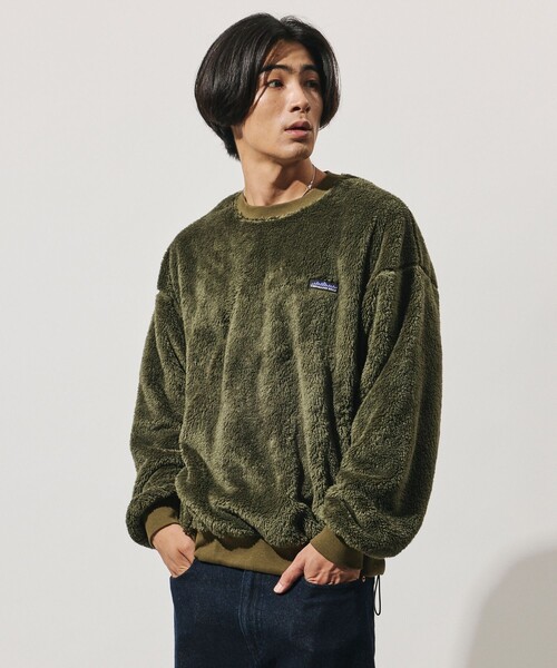 THOUSAND MILE(サウザンドマイル)の「THOUSAND MILE/サウザンドマイル 限定展開 THOUSAND MILE×FREAK'S STORE / サウザンドマイル 別注 シャギー ドローコード クルーネック プルオーバー(その他トップス・メンズ・オリーブ/ブラック/チャコールグレー/ベージュ・SMALL/LARGE/MEDIUM)」の1枚目の写真