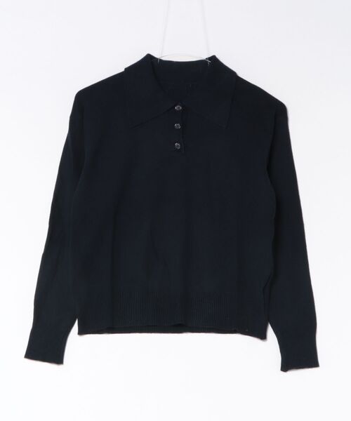 STAY MOTION(ステイモーション)の「【WEB限定】ポロニットトップス(ニット/セーター・レディース・ネイビー/アイボリー/グレー・F)」の3枚目の写真