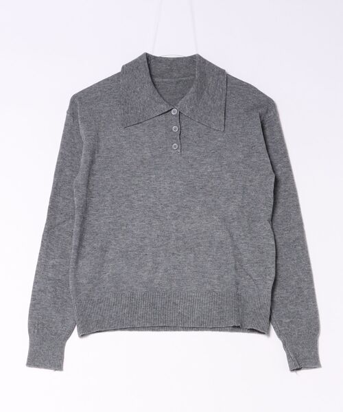 STAY MOTION(ステイモーション)の「【WEB限定】ポロニットトップス(ニット/セーター・レディース・ネイビー/アイボリー/グレー・F)」の2枚目の写真