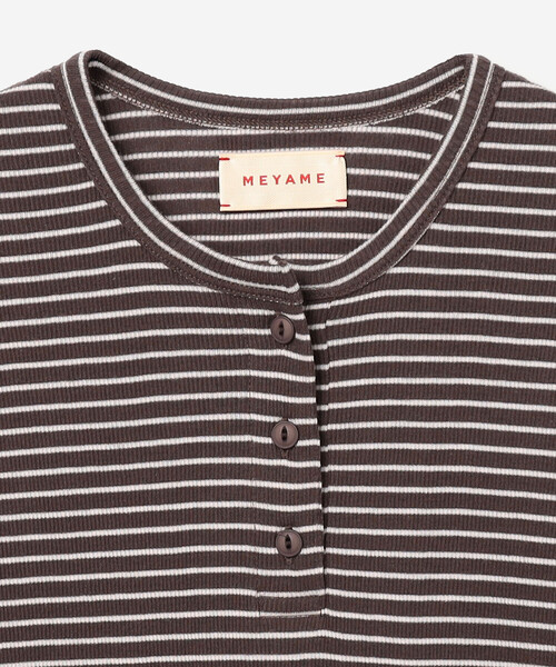 MEYAME(メヤメ)の「MEYAME | ソフトリブ ボーダーヘンリーネック WOMEN(Tシャツ/カットソー・レディース・ブラウン系その他/ピンク系その他・F)」の9枚目の写真