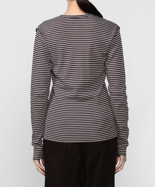 MEYAME(メヤメ)の「MEYAME | ソフトリブ ボーダーヘンリーネック WOMEN(Tシャツ/カットソー・レディース・ブラウン系その他/ピンク系その他・F)」の6枚目の写真