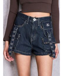 ハイウエストEYELET STRAP CARGOショートパンツ