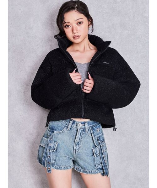 GYDA（ジェイダ）の「ハイウエストEYELET STRAP CARGOショートパンツ（デニムパンツ・レディース・ブルー/ライトブルー/その他1・SMALL/MEDIUM）」の9枚目の写真