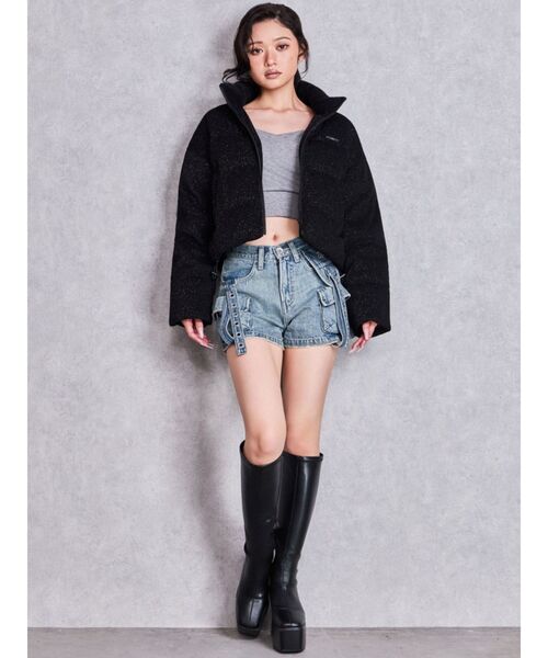 GYDA（ジェイダ）の「ハイウエストEYELET STRAP CARGOショートパンツ（デニムパンツ・レディース・ブルー/ライトブルー/その他1・SMALL/MEDIUM）」の11枚目の写真