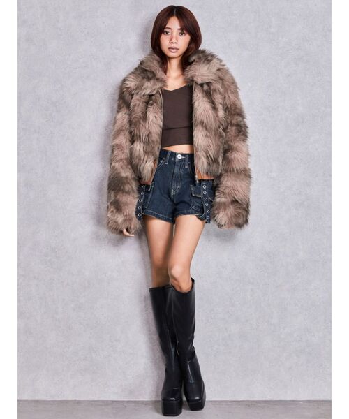 GYDA（ジェイダ）の「ハイウエストEYELET STRAP CARGOショートパンツ（デニムパンツ・レディース・ブルー/ライトブルー/その他1・SMALL/MEDIUM）」の21枚目の写真