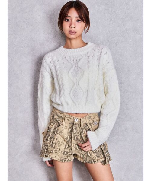 GYDA（ジェイダ）の「ハイウエストEYELET STRAP CARGOショートパンツ（デニムパンツ・レディース・ブルー/ライトブルー/その他1・SMALL/MEDIUM）」の22枚目の写真