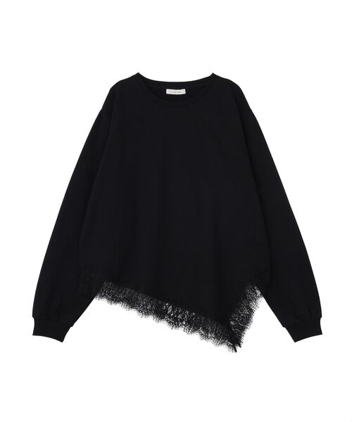 Green Parks(グリーンパークス)の「レースドッキング裏毛プルオーバー(Tシャツ/カットソー・レディース・ベージュ/杢グレー/ブラック・FREE)」の2枚目の写真