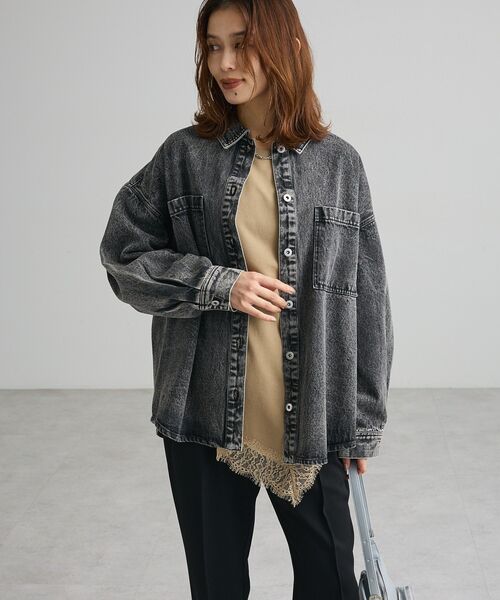 Green Parks(グリーンパークス)の「レースドッキング裏毛プルオーバー(Tシャツ/カットソー・レディース・ベージュ/杢グレー/ブラック・FREE)」の15枚目の写真