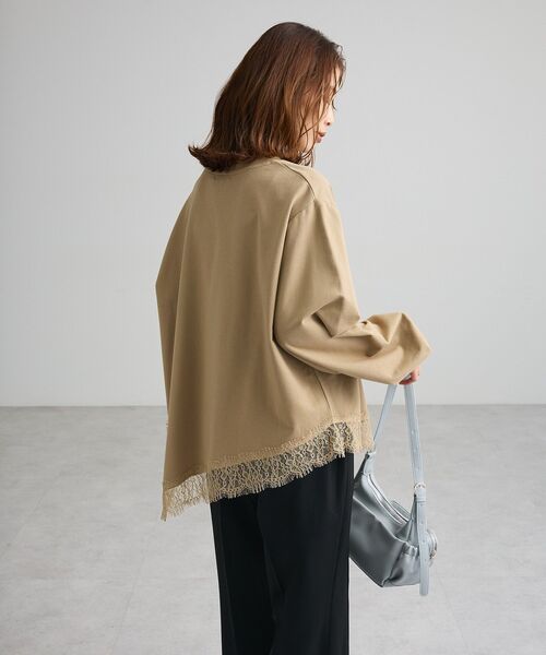 Green Parks(グリーンパークス)の「レースドッキング裏毛プルオーバー(Tシャツ/カットソー・レディース・ベージュ/杢グレー/ブラック・FREE)」の17枚目の写真