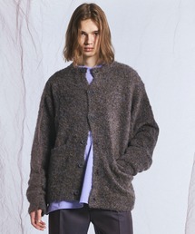 《UNISEX》メランジブークレーニットプライムオーバークルーネックカーディガン/Melange Boucle Knit Prime-Over Crew Neck Cardigan【MAISON SPECIAL/メゾンスペシャル】