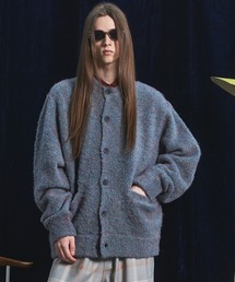 《UNISEX》メランジブークレーニットプライムオーバークルーネックカーディガン/Melange Boucle Knit Prime-Over Crew Neck Cardigan【MAISON SPECIAL/メゾンスペシャル】