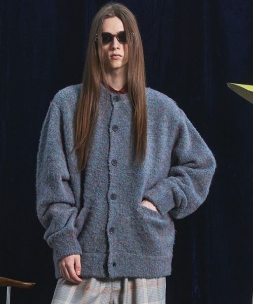 MAISON SPECIAL(メゾンスペシャル)の「《UNISEX》メランジブークレーニットプライムオーバークルーネックカーディガン/Melange Boucle Knit Prime-Over Crew Neck Cardigan【MAISON SPECIAL/メゾンスペシャル】(カーディガン/ボレロ・メンズ・グレー/ブラック/ライトブルー・0/2/1)」の3枚目の写真