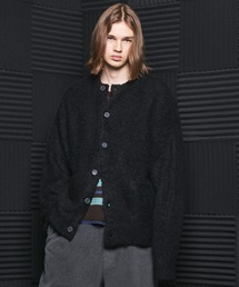 《UNISEX》メランジブークレーニットプライムオーバークルーネックカーディガン/Melange Boucle Knit Prime-Over Crew Neck Cardigan【MAISON SPECIAL/メゾンスペシャル】