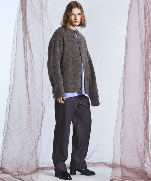 MAISON SPECIAL(メゾンスペシャル)の「《UNISEX》メランジブークレーニットプライムオーバークルーネックカーディガン/Melange Boucle Knit Prime-Over Crew Neck Cardigan【MAISON SPECIAL/メゾンスペシャル】(カーディガン/ボレロ・メンズ・グレー/ブラック/ライトブルー・0/2/1)」の4枚目の写真