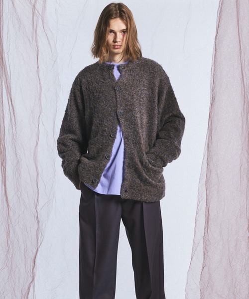 MAISON SPECIAL(メゾンスペシャル)の「《UNISEX》メランジブークレーニットプライムオーバークルーネックカーディガン/Melange Boucle Knit Prime-Over Crew Neck Cardigan【MAISON SPECIAL/メゾンスペシャル】(カーディガン/ボレロ・メンズ・グレー/ブラック/ライトブルー・0/2/1)」の9枚目の写真